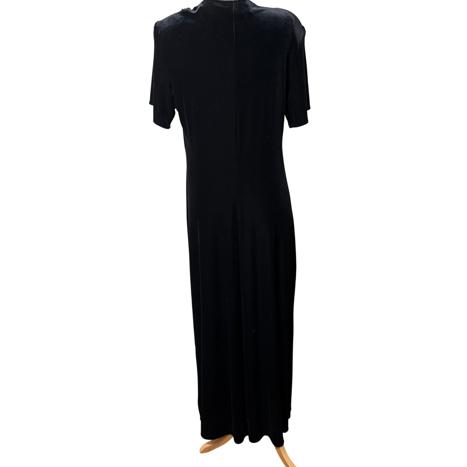 Vintage 90s Whimsigoth Danielle Casey Black Velvet Embroidered Long Dress 1x New — image 2 of 8